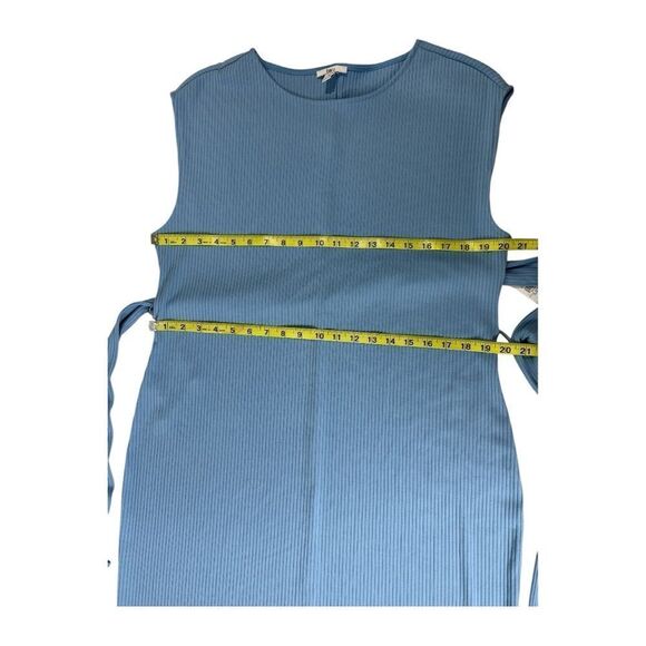 Bar III Blue Cap Sleeve Ribbed Sheath Side Slit Dress MIDI Sz 1X NEW - Picture 6 of 8